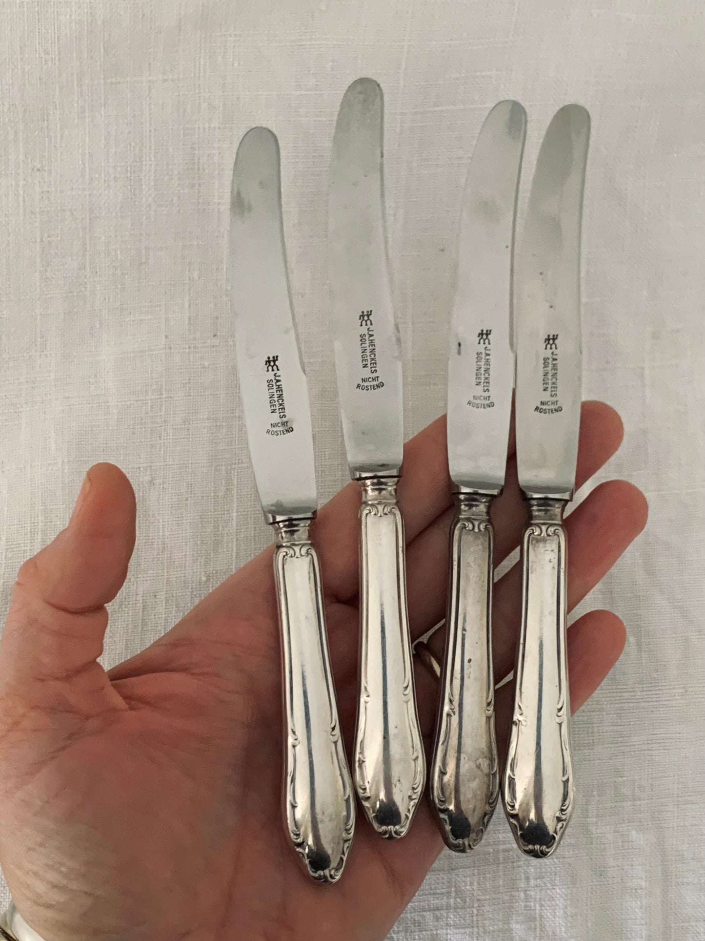 800 silver German vintage butter paté fruit knife set by acclaimed J.A. Henckels of Germany