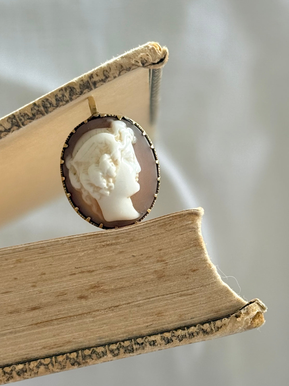 .1840s .1850s antique .18ct .20ct bright gold rare high relief Grecian aquiline dame hand carved true antique cameo pendant