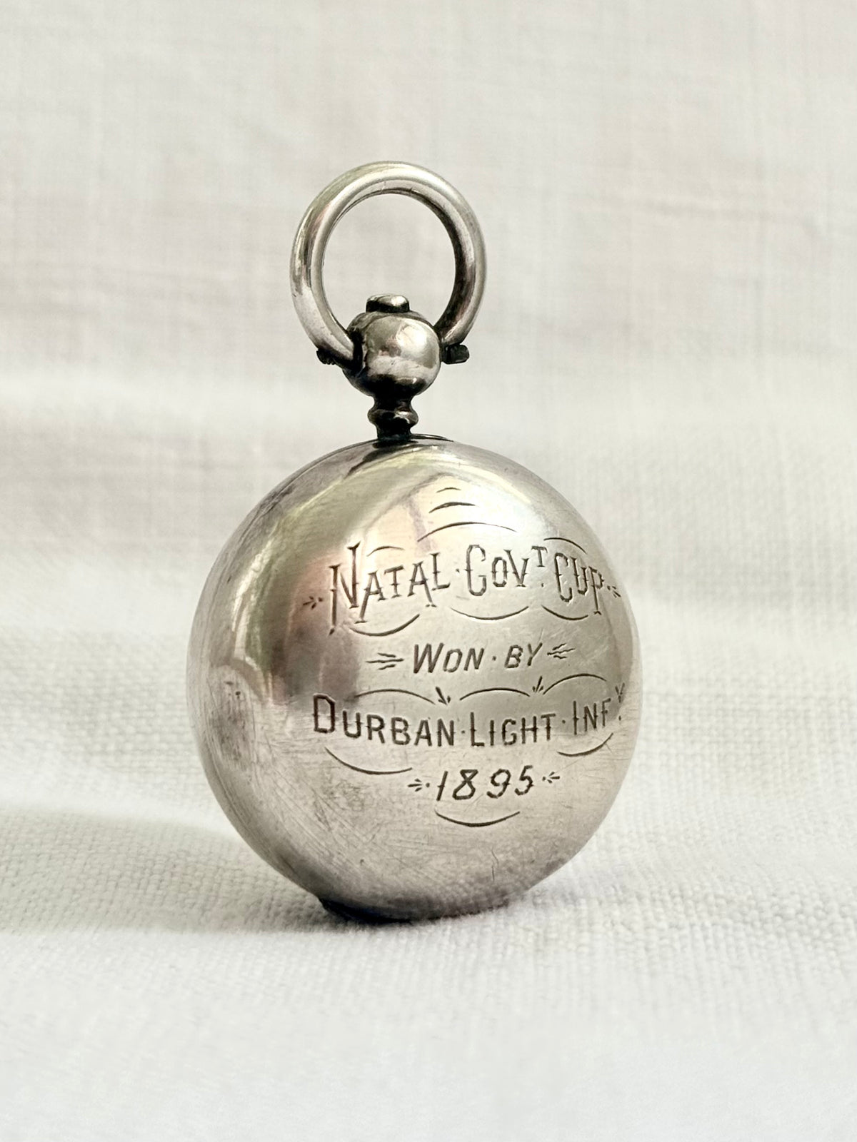 .1890 .925 antique Birmingham England historic exquisite early South African Victorian era hallmarked sterling silver Sovereign Chatelaine coin awards prize pendant