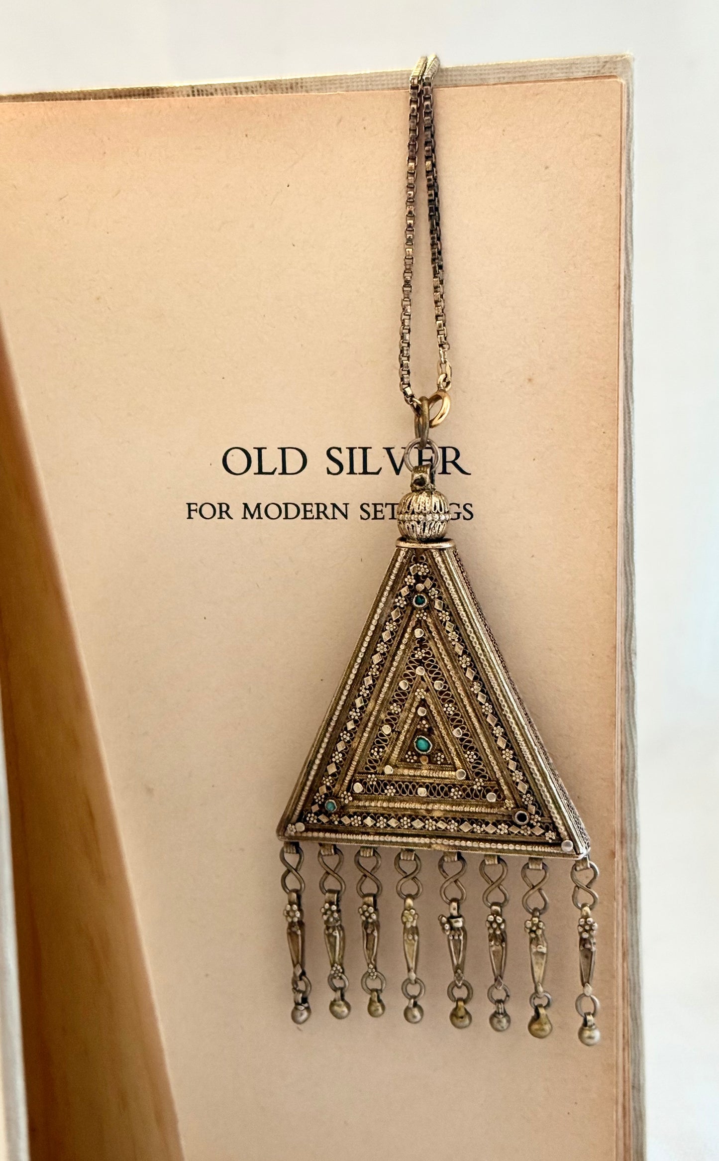 .925 Bezalel Yemenite filigree gilt silver amulet pendant