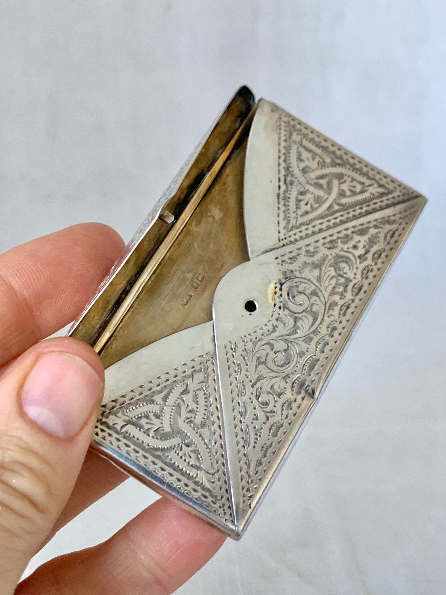 .925 1923 Art Deco Victorian revival Novelty sterling silver hallmarked envelope calling card case