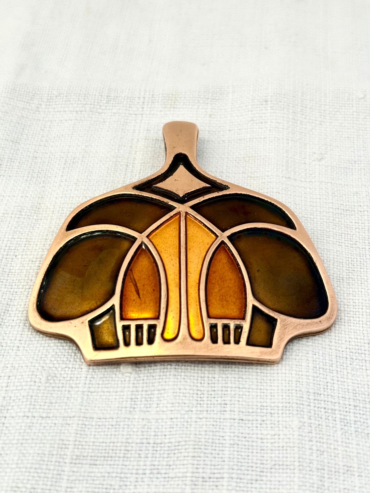 .1960s arts & crafts David Andersen designer rare Unn Tangerud iconic copper enamel minimalist Mid Century Modern Scandinavian large pendant