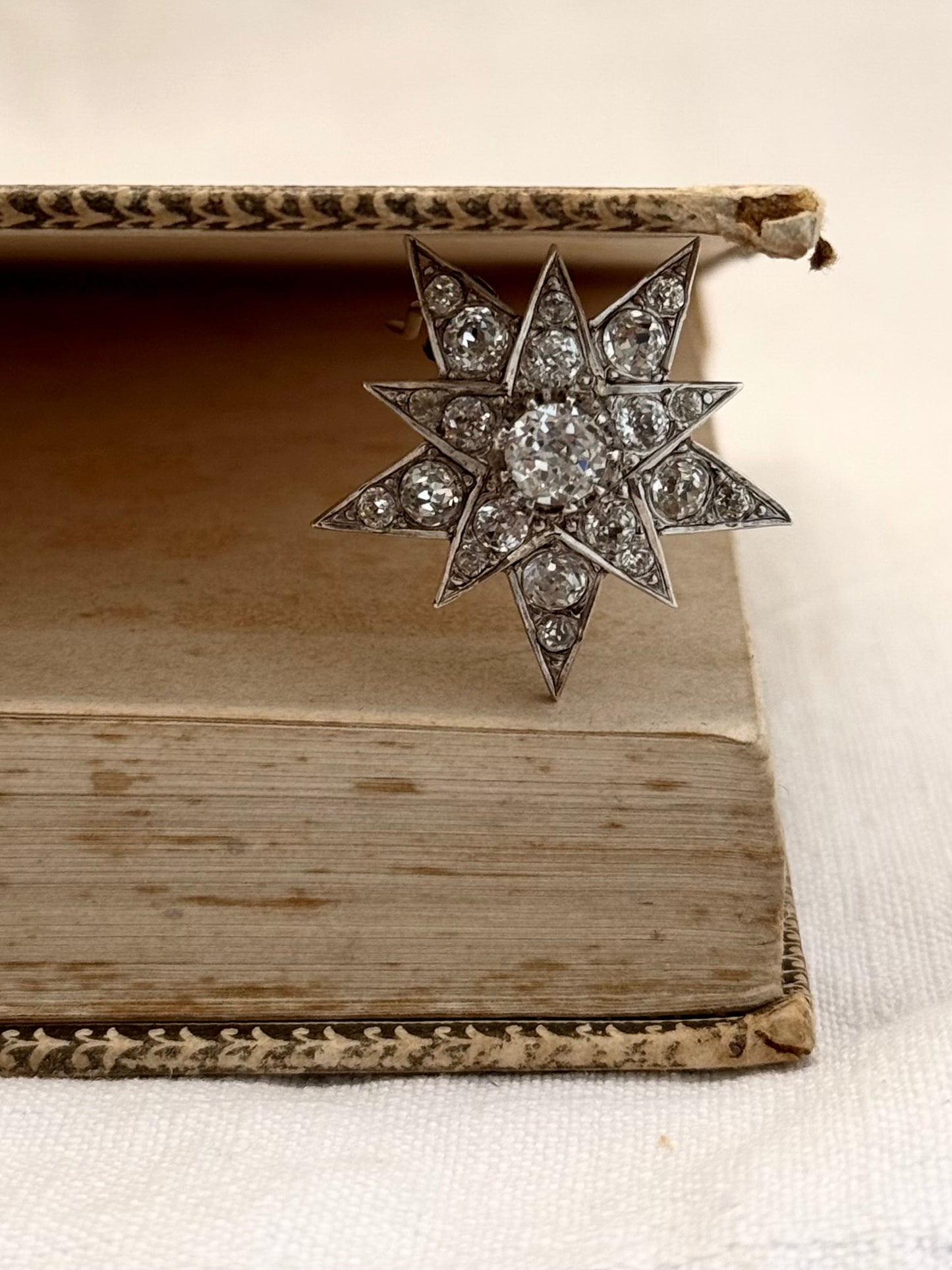 .1890s .1900s antique .925 silver Victorian Edwardian Celestial starburst star bright hand cut paste gemstone true antique star brooch