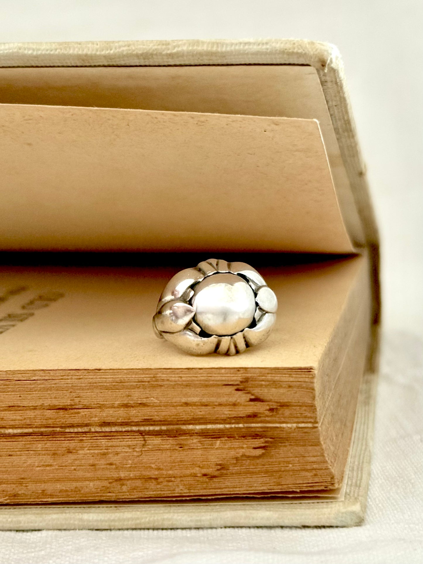 .1933 .1944 #59 .925 Georg Jensen rare modernist silver stone ball designer collectors ring
