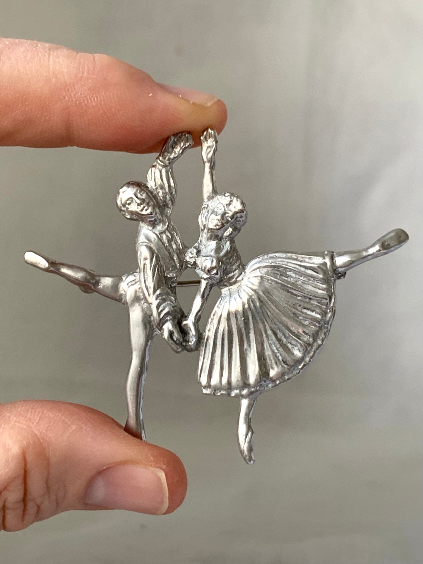 1949 925 sterling silver hallmarked Birmingham silver Dancer duo modernist brooch