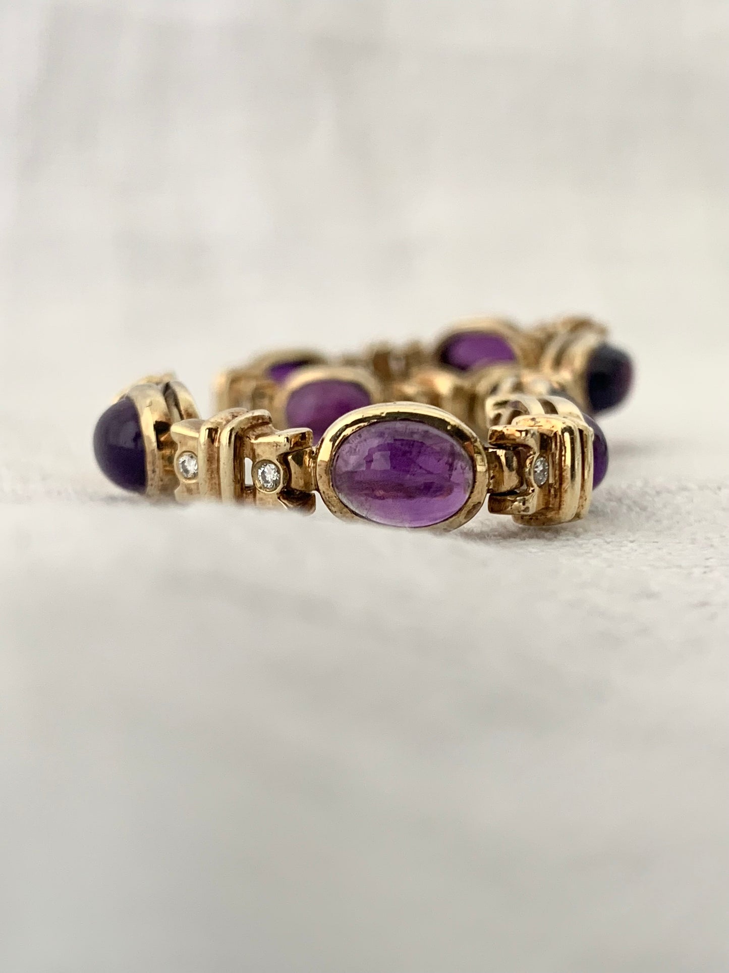 .10 Amethysts 20 Diamonds 9ct studio made gold luxury gemstone accented magnificent estate tennis bracelet.