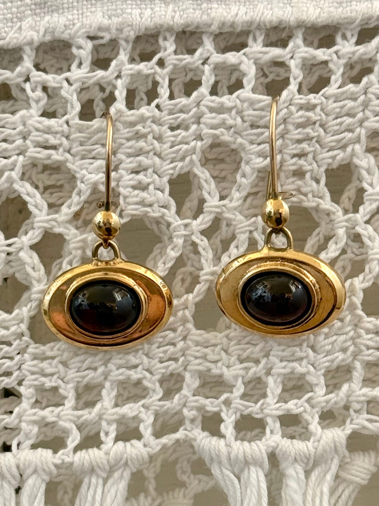 .15ct rose gold .1942 .625 gold Garnet cabochon gemstone collectors oval heirloom cufflink drop dangle earrings