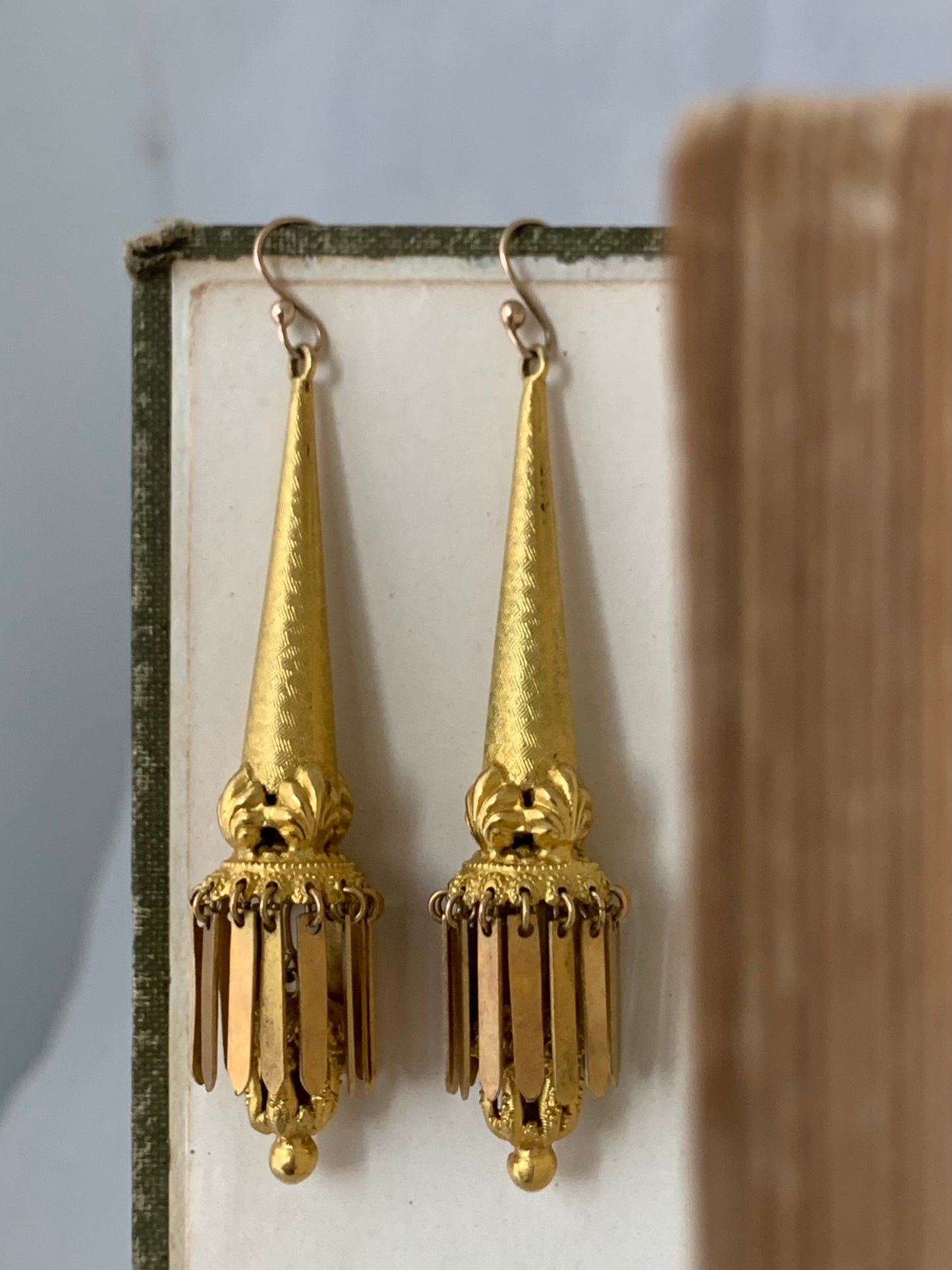 1800s incredibly rare Antique Georgian Pinchbeck 18ct Gold Gilt torpedo day and night earrings