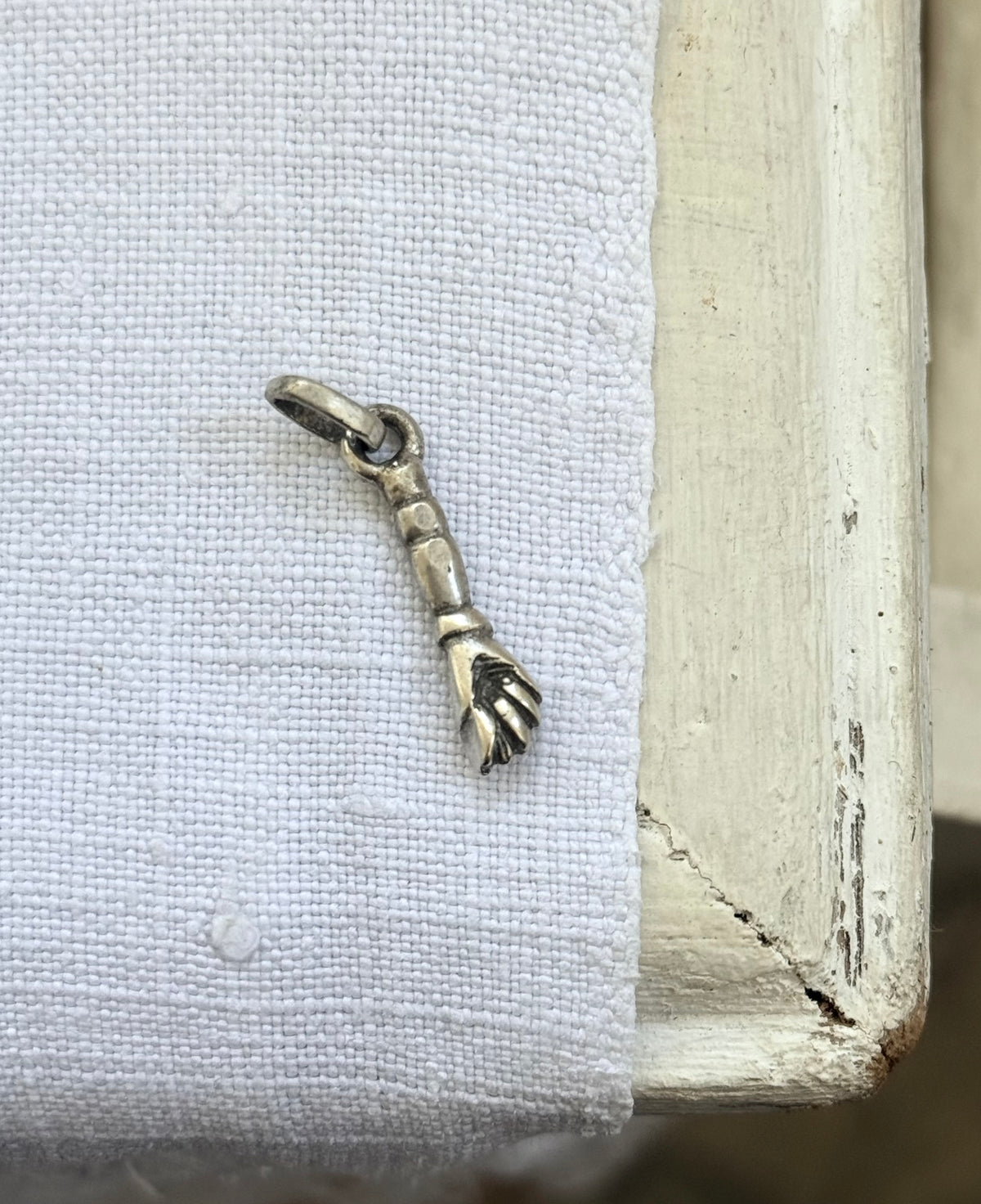 .1950s .800 antique revival Italian hand carved silver hand token good luck talisman token silver symbol pendant