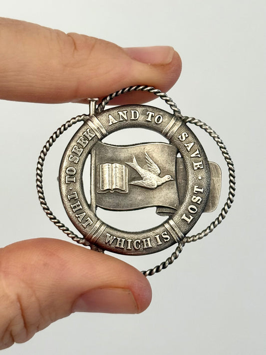 .1901 .925 antique Birmingham sterling silver Sweetheart large sentimental Victorian Edwardian token brooch pin