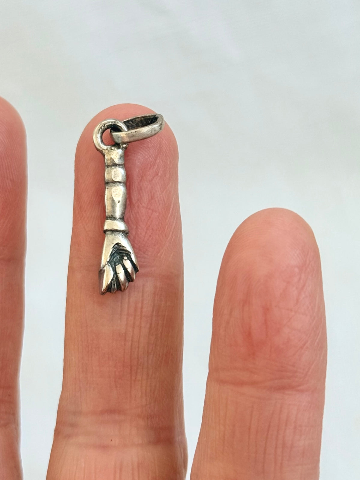 .1950s .800 antique revival Italian hand carved silver hand token good luck talisman token silver symbol pendant
