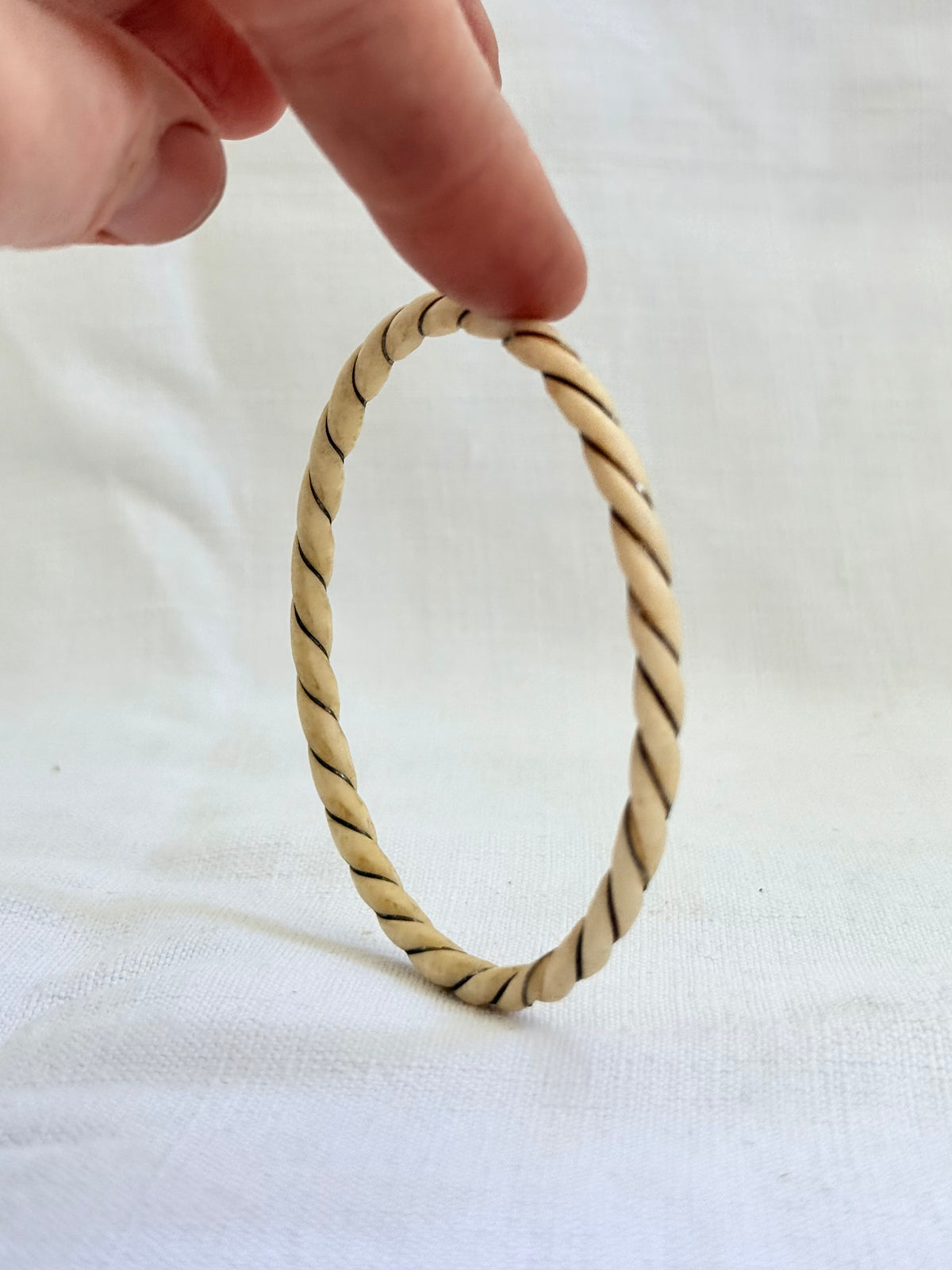 .1900s antique pre ban ivory bone 9ct gold woven wrapped stack bangle