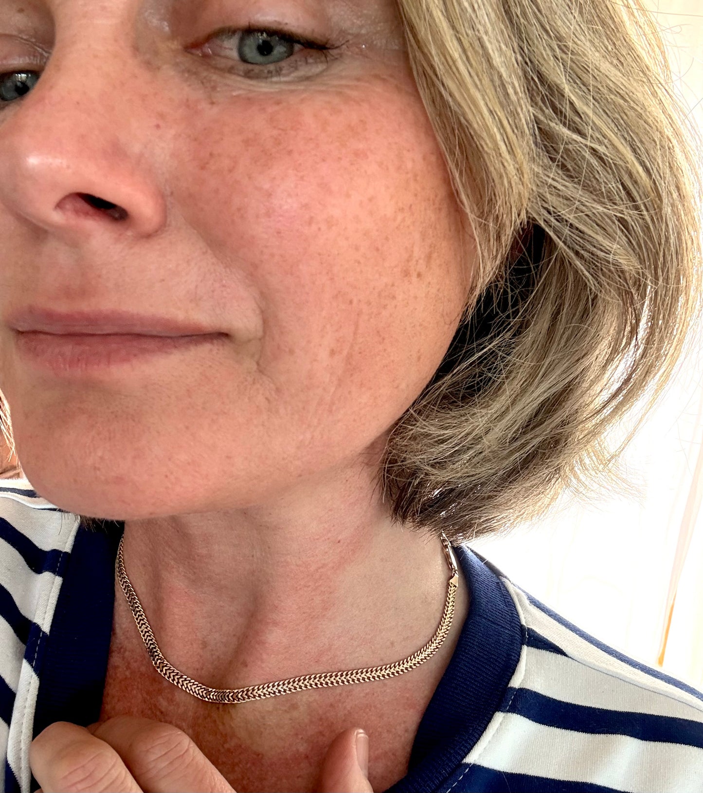 .1970s .375 .42cm long .9ct gold modernist Italian flat Franco link track link luxury classic yellow gold chain necklace