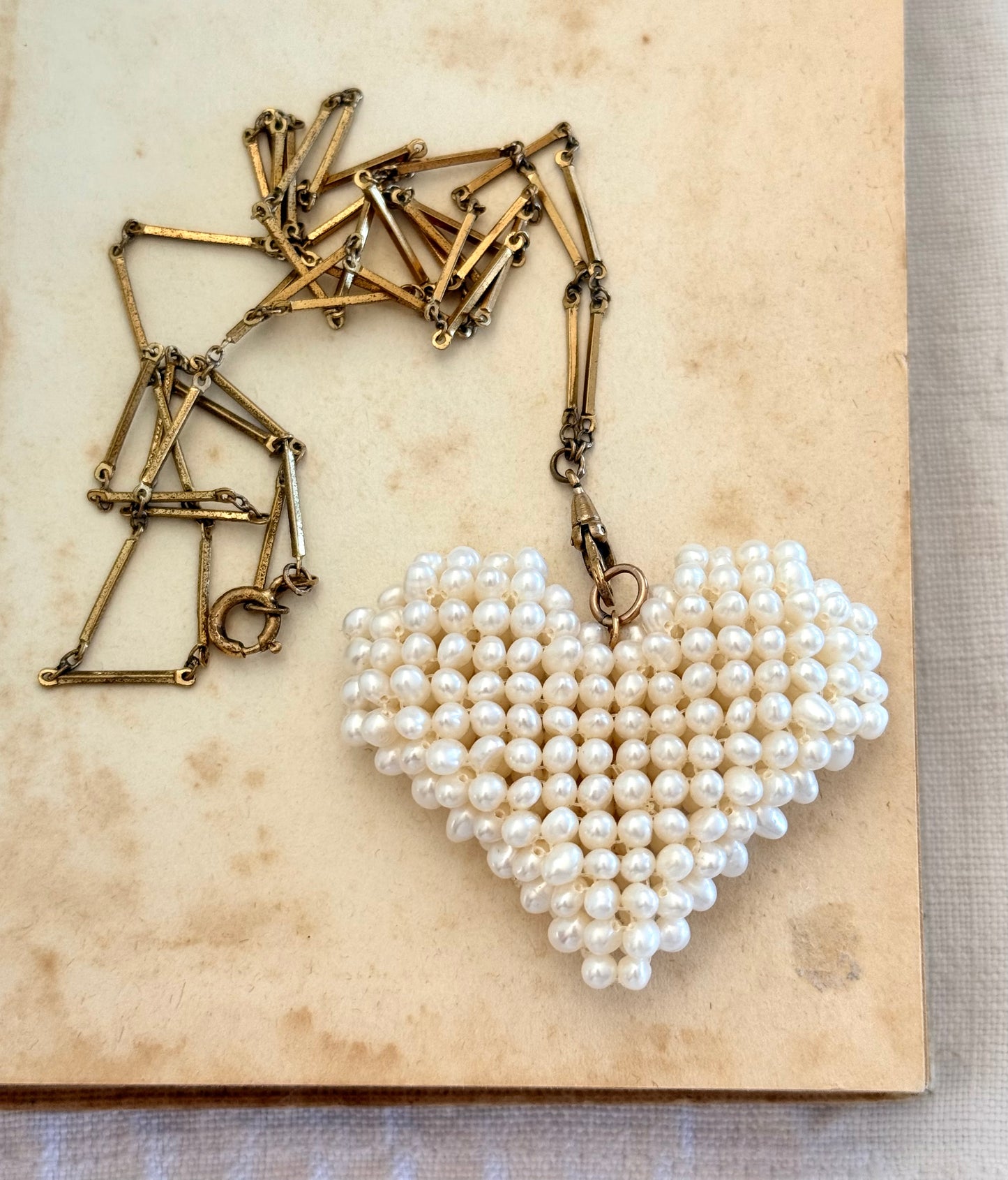 .1950s .1960s .1980s cultured pearl crochet heart modern pop art oversized real pearls and gold heart pendant