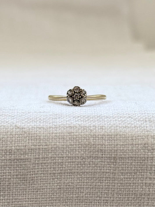 .18ct .1900s .7 diamond .750 yellow gold Diamond cluster Star Set Celestial antique heirloom diamond gold commitment ring engagement ring