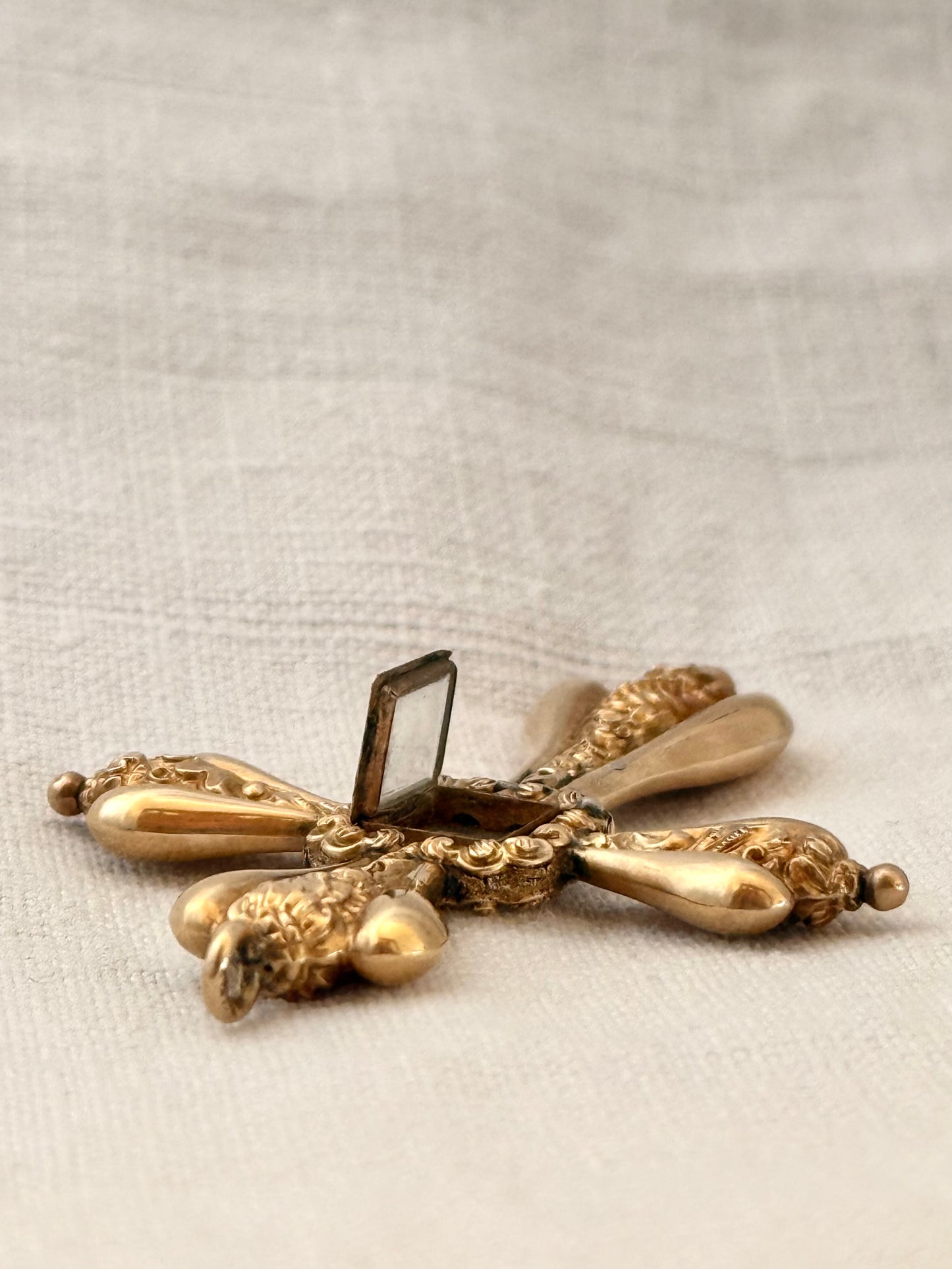 .585 14ct 1800s era antique large Gold high carat repousse cross locket oversized mourning locket rare large cross pendant