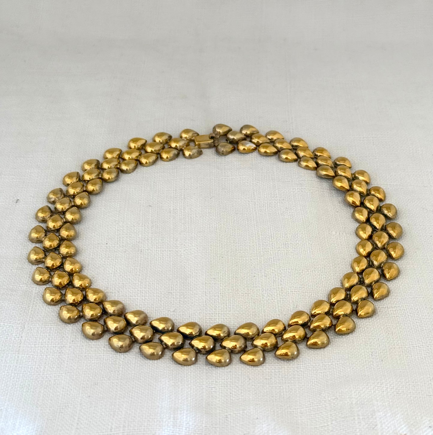 .1950s .835 gold fill modernist choker chain European silver fancy form necklace